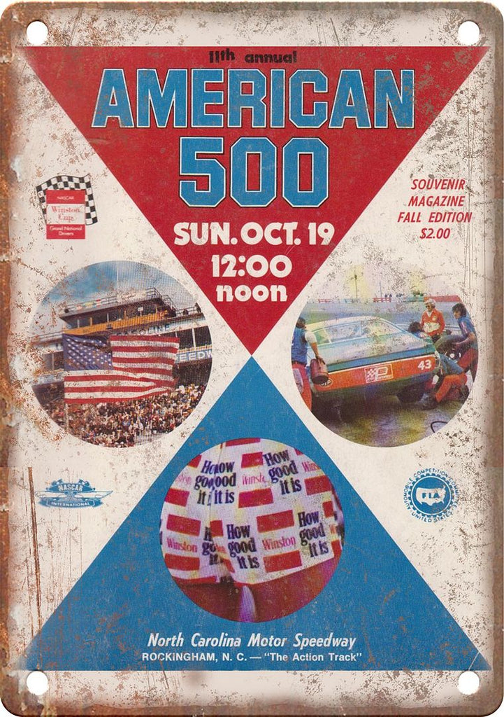 American 500 North Carolina Speedway Reproduction Metal Sign