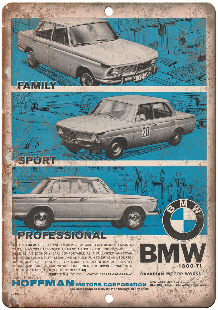 BMW 1800 TI Bavarian Motor Work Hoffman Metal Sign
