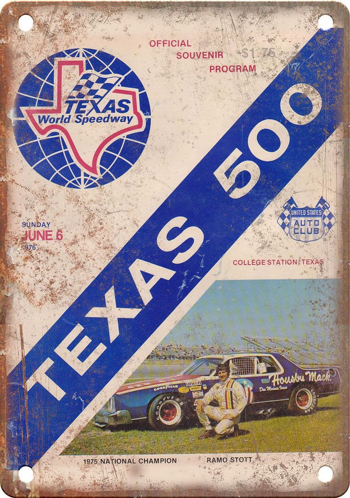 Texas 500 Racing Program Reproduction Metal Sign