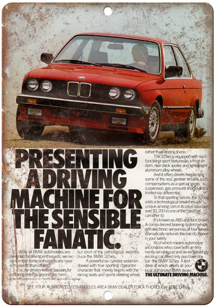 BMW The Ultimate Driving Machine Vintage Ad Metal Sign