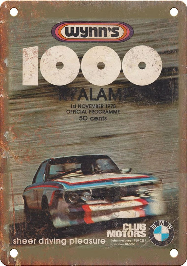 Wynn's 1000 Auto Racing Program Reproduction Metal Sign