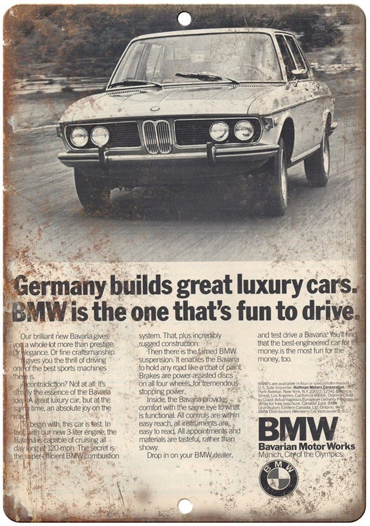 BMW Bavarian Motor Works German Luxury Car Metal Sign