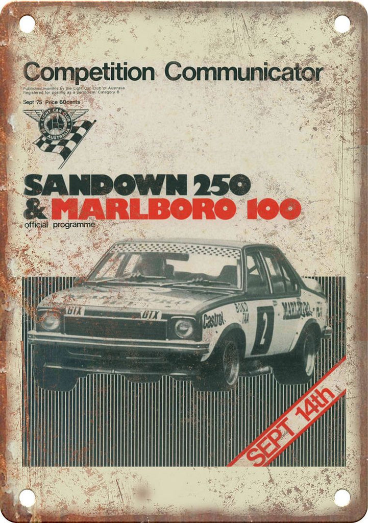 Sandown 250 Marlboro 100 Racing Program Reproduction Metal Sign