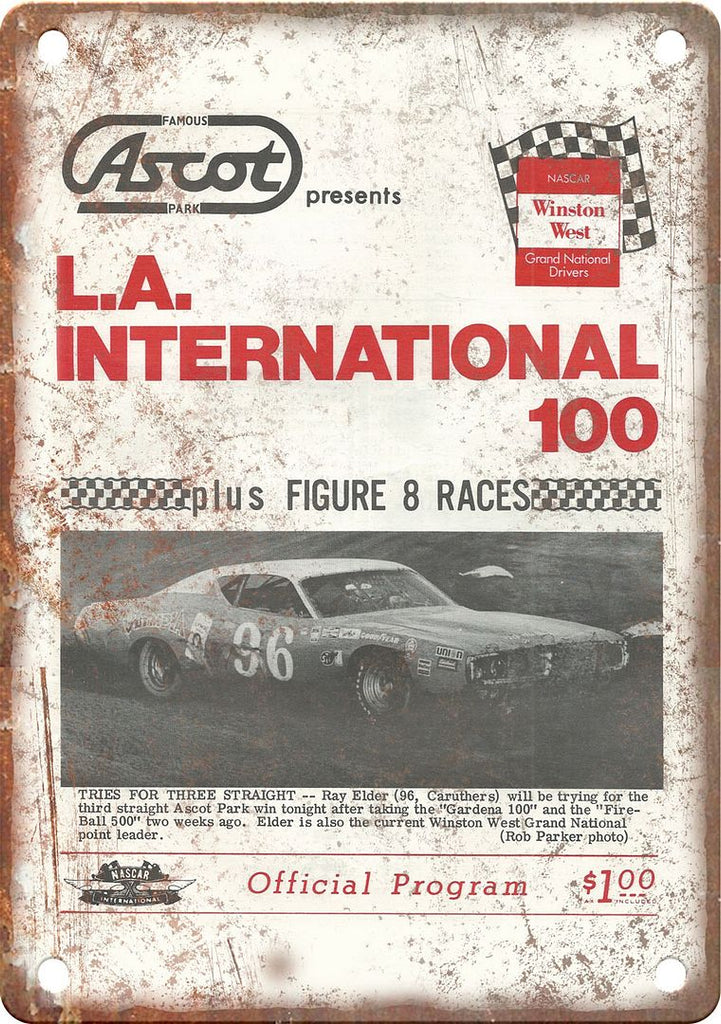 Ascot International 100 Racing Program Reproduction Metal Sign