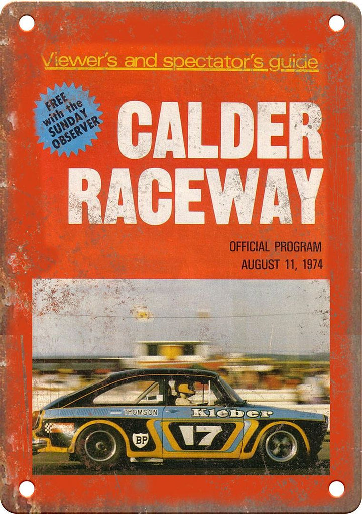 Calder Raceway Racing Program Reproduction Metal Sign