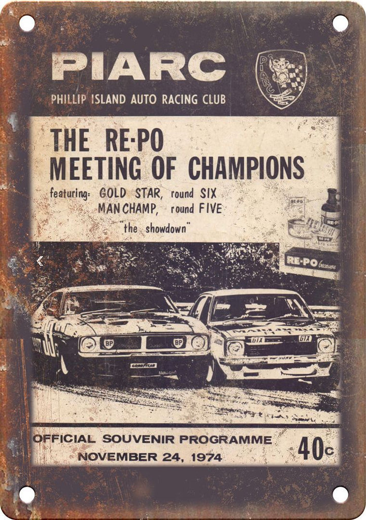 Piarc Vintage Racing Program Reproduction Metal Sign