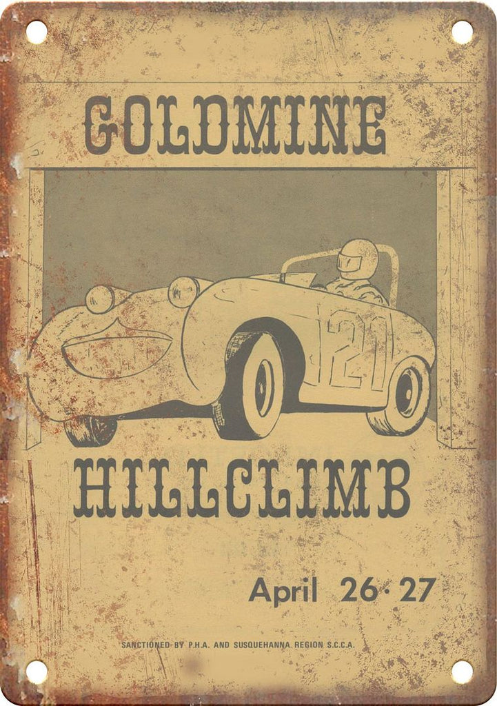 Goldmine Hillclimb Racing Program Reproduction Metal Sign