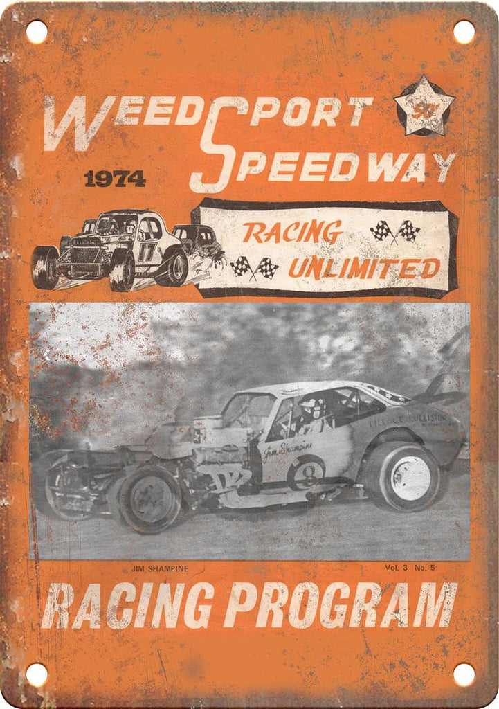 Weedsport Speedway Racing Program Reproduction Metal Sign