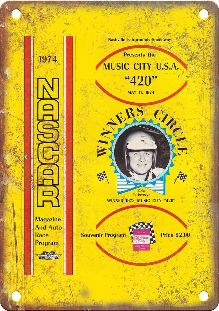Music City 420 Vintage Racing Program Reproduction Metal Sign