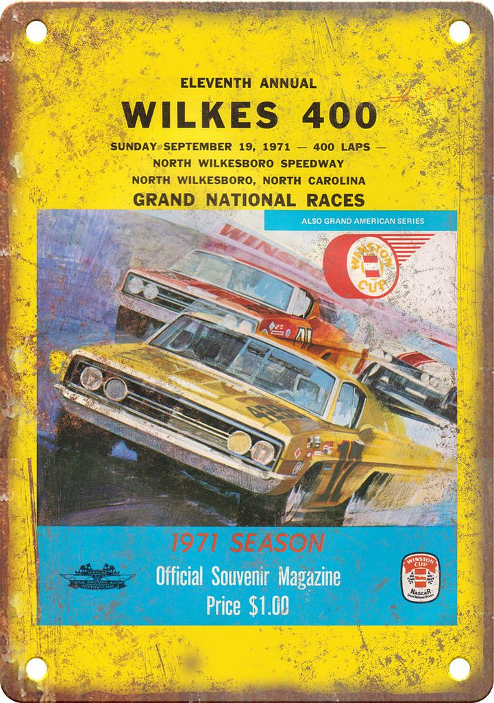 Wilkes 400 Vintage Racing Program Reproduction Metal Sign