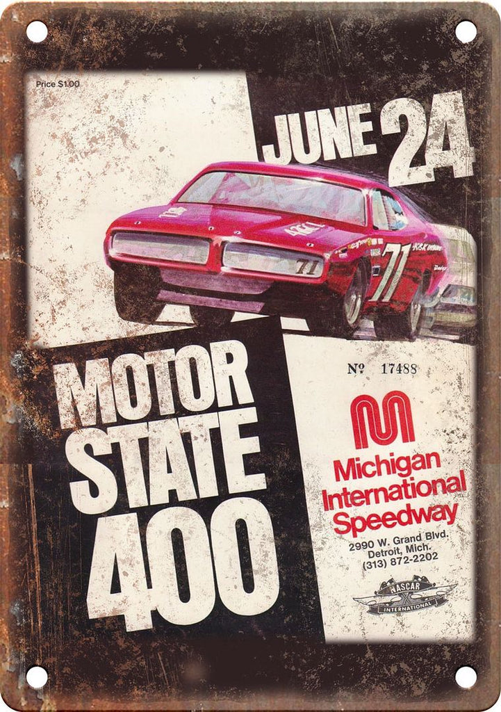Michigan Motor State 400 Vintage Program Reproduction Metal Sign