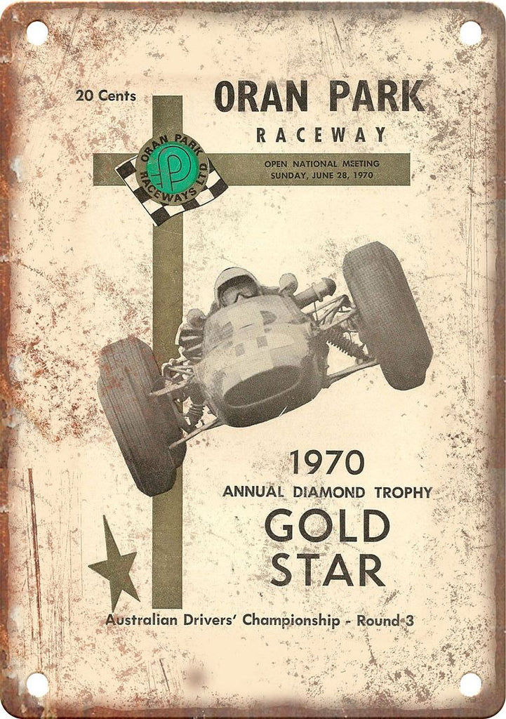 Oran Park Racewary Vintage Program Reproduction Metal Sign