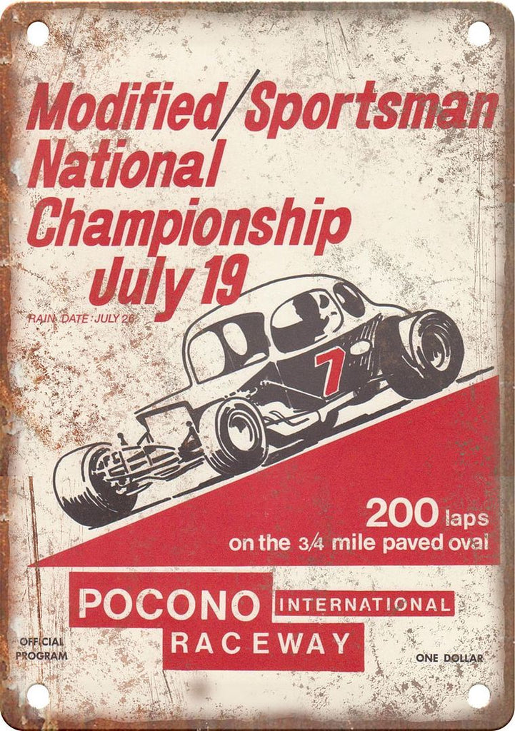Pocono Raceway Vintage Racing Program Reproduction Metal Sign