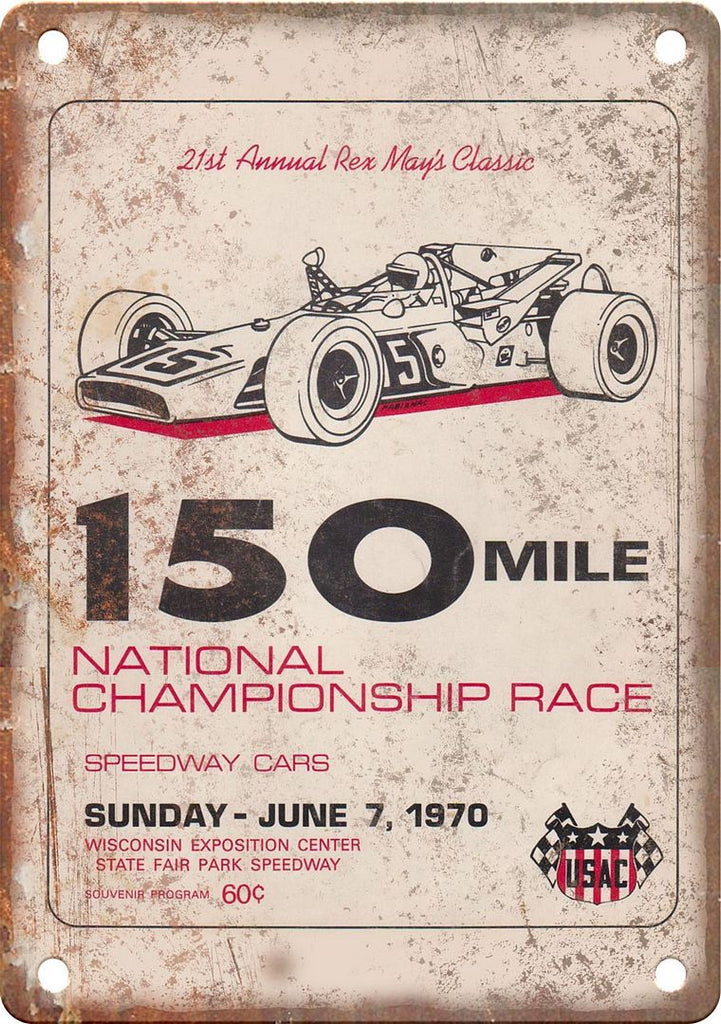 Rex May's Classic Vintage Racing Program Reproduction Metal Sign