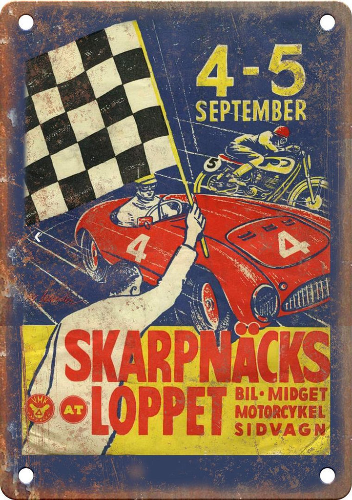 Skarpnacks Loppet Vintage Racing Program10" X 7" Reproduction Metal Sign