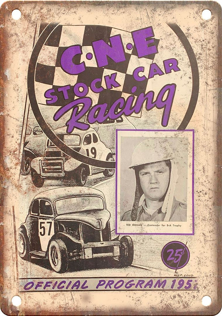 CNE Stock Car Racing Vintage Program Reproduction Metal Sign