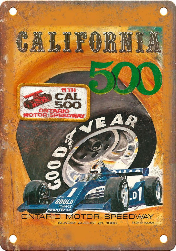 California 500 Vintage Racing Program Reproduction Metal Sign