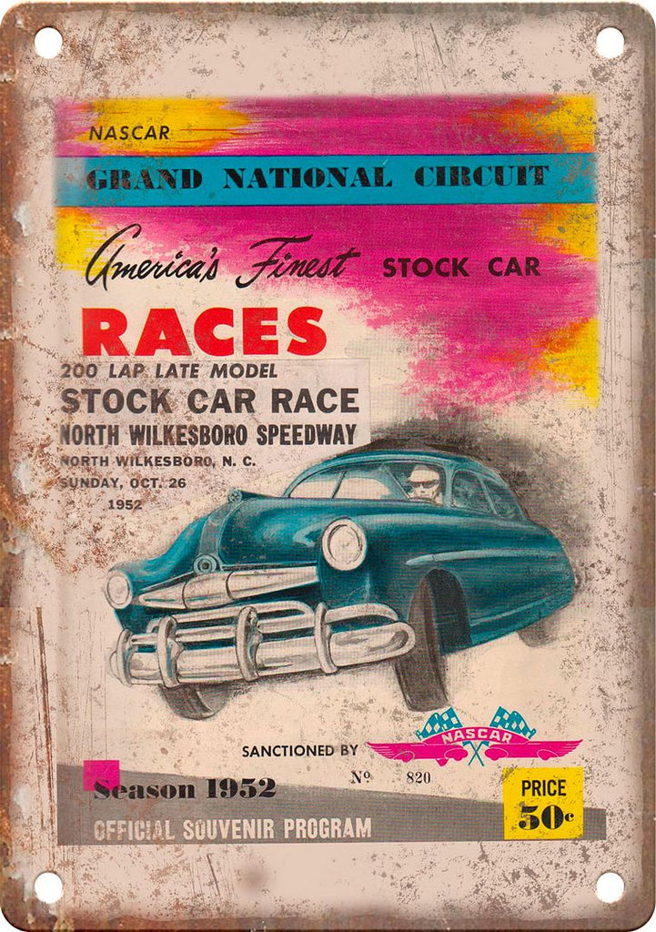 North Wilkesboro Speedway Stock Car Race Reproduction Metal Sign