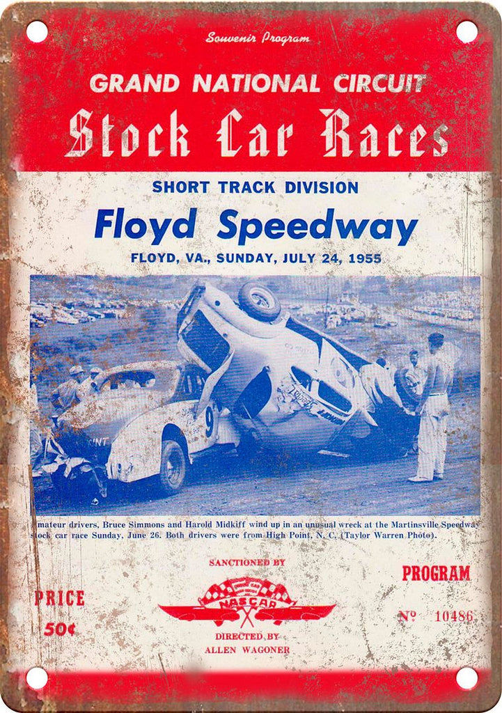 Floyd Speedway Stock Car Races Reproduction Metal Sign