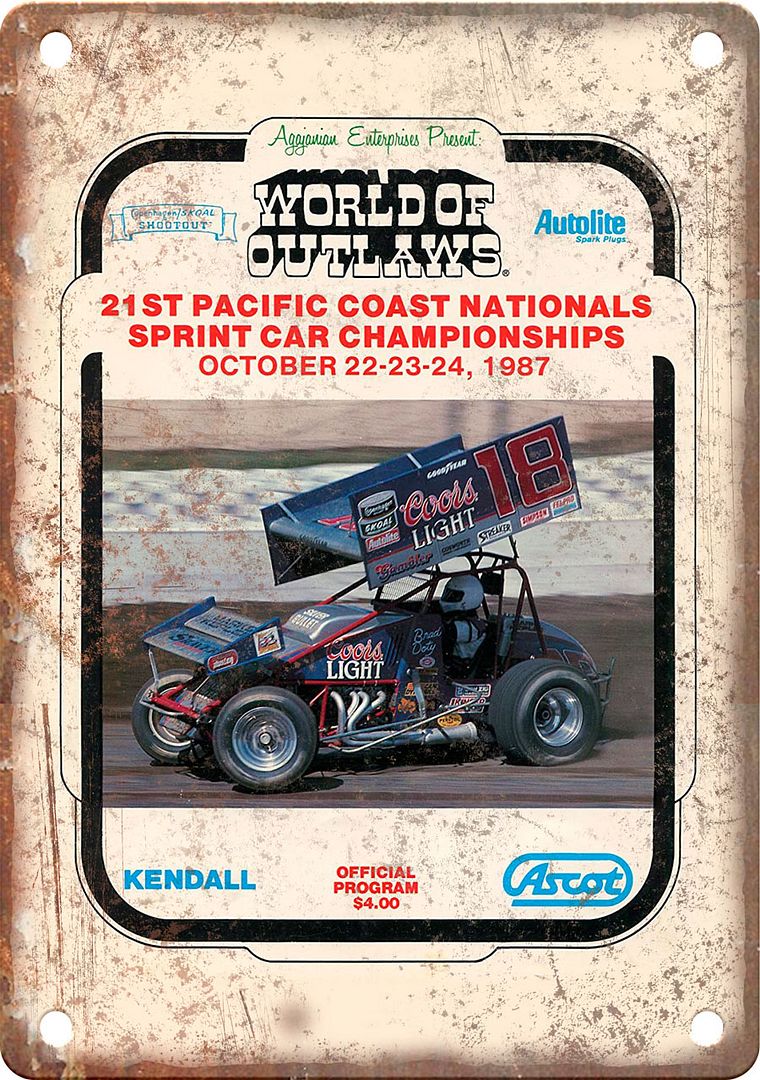Outlaws Sign World of Outlaws Sprint Car Program Reproduction Metal Sign | Rusty ...
