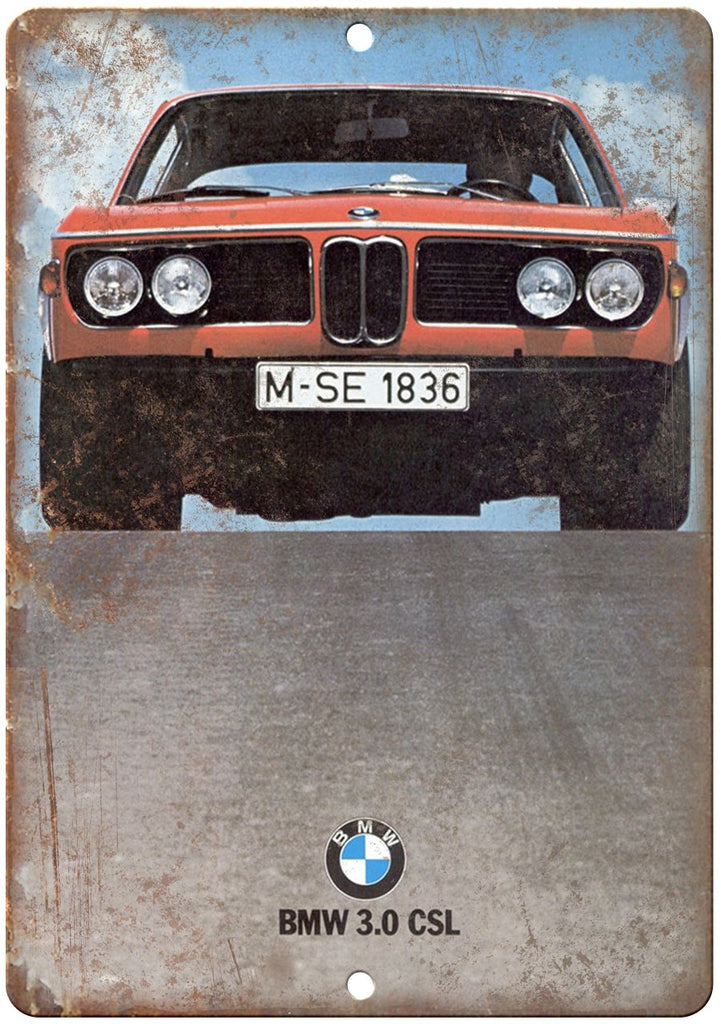 BMW Bavarian Motor Works 3.0 CSL Vintage Ad Metal Sign