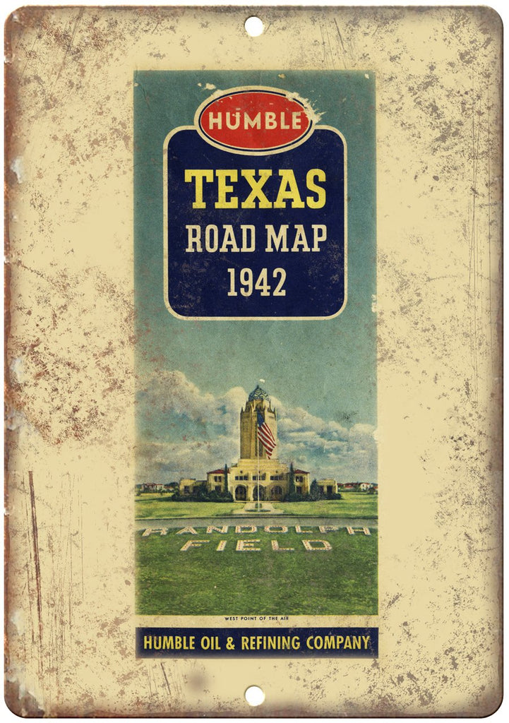 Humble Oil & Refining Company Road Map Metal Sign