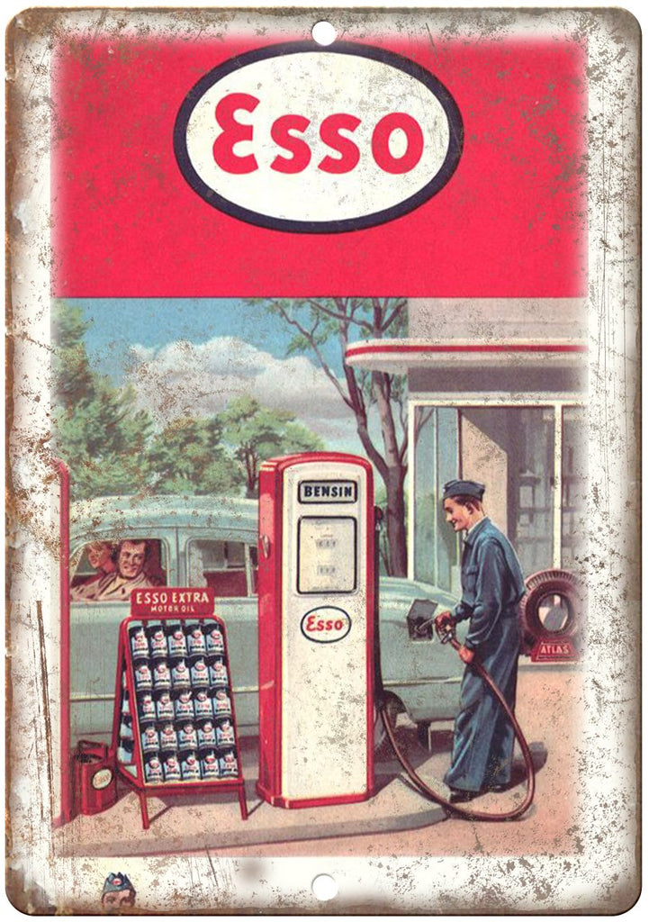 Esso Gas Station Mortor Oil Map Cover Metal Sign