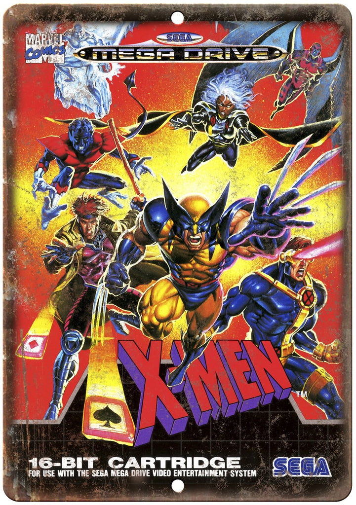 X-Men Sega Mega Drive Cartridge Cover Art Gaming Metal Sign