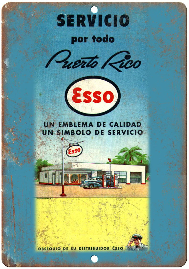 ESSO Gasoline Road Map Puerto Rico Cover Metal Sign