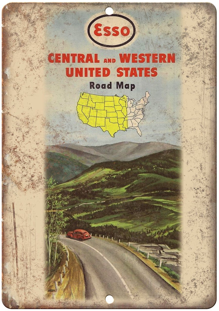 ESSO Central And Western United States Map Metal Sign