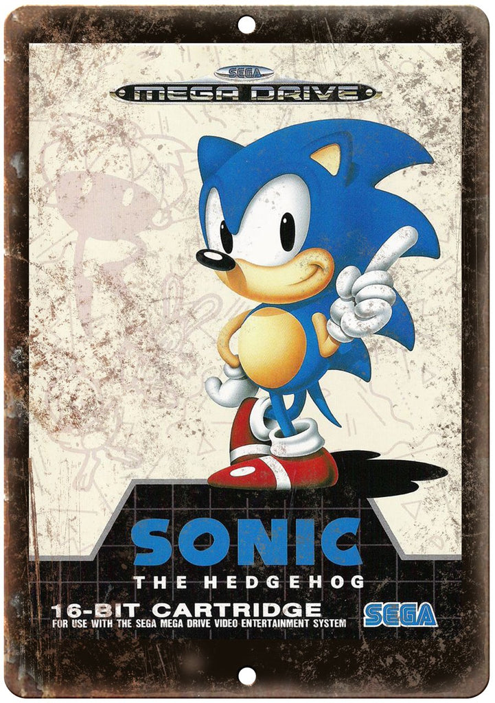 Sonic the Hedgehog Sega Cartridge Cover Art Gaming Metal Sign