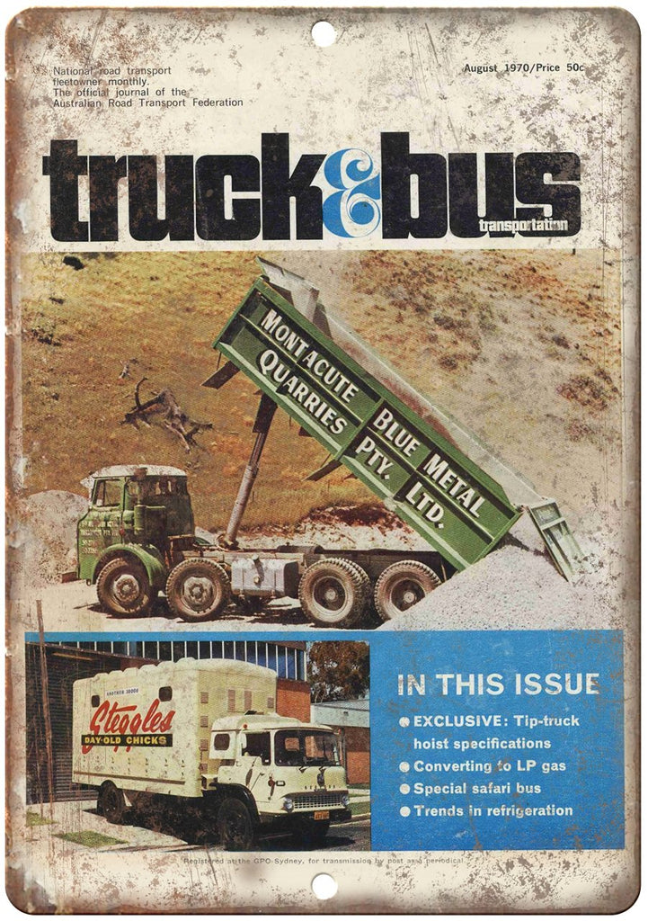 1970 Truck & Bus Transportation Magazine Metal Sign