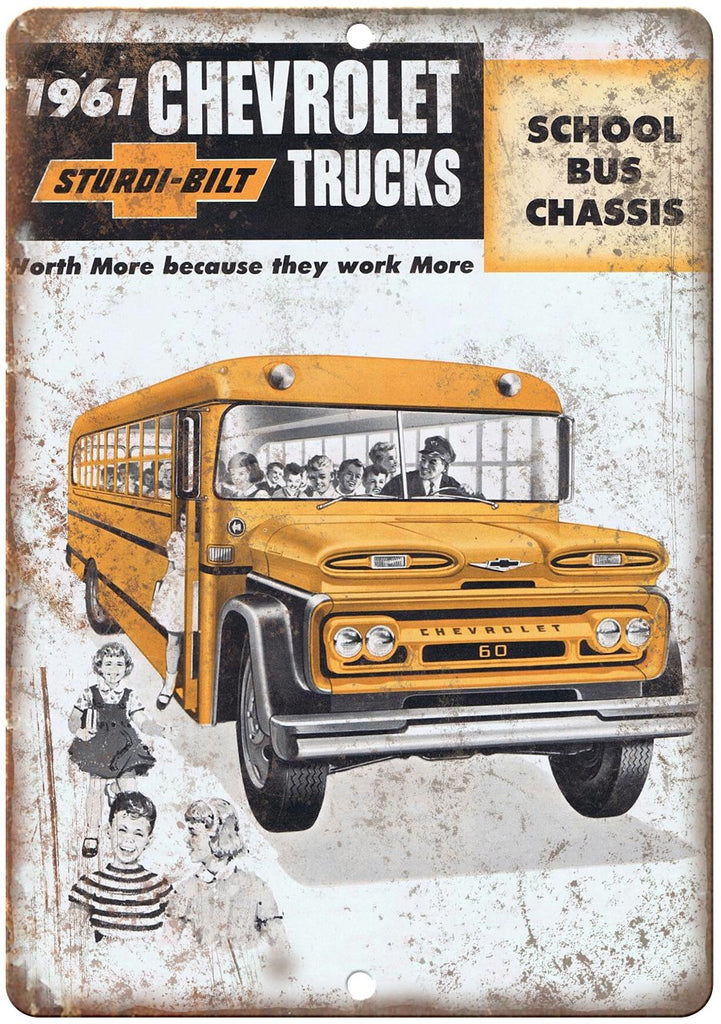 1961 Chevrolet Truck School Bus Chassis Metal Sign