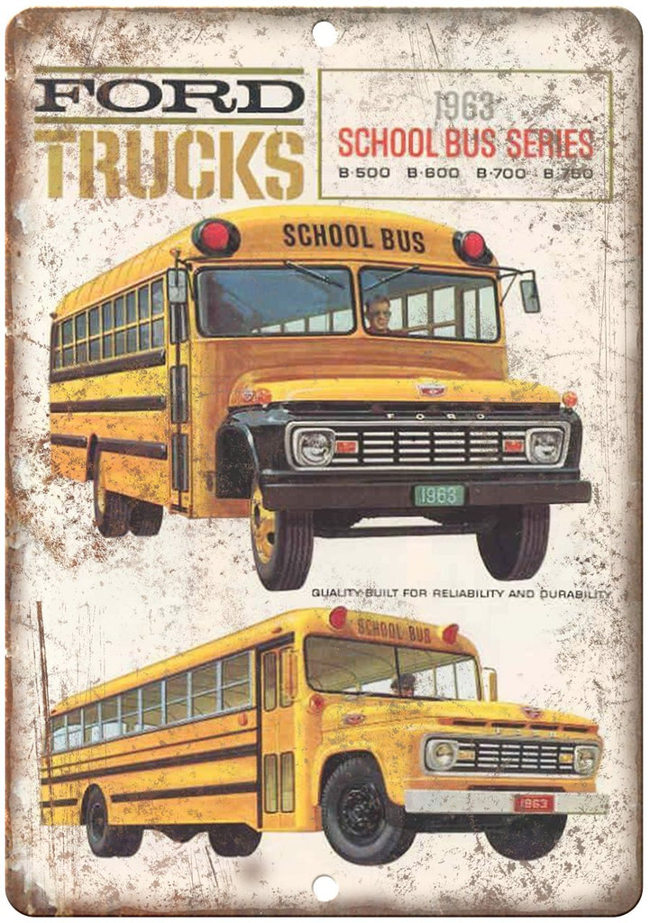 1963 Ford Truck School Bus Series Metal Sign