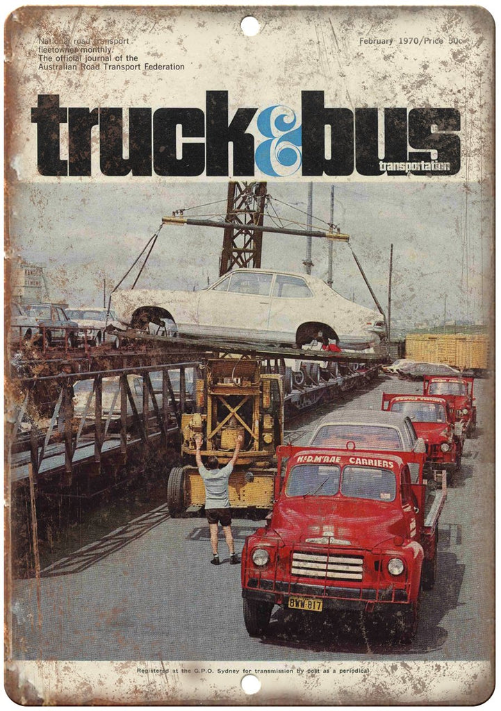 Truck & Bus Transportation Vintage Ad Metal Sign
