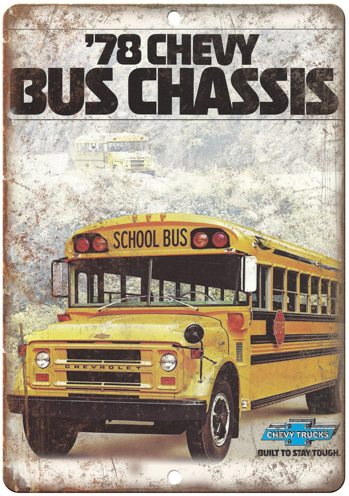 1975 Chevy Bus Chassis Vintage Ad Metal Sign