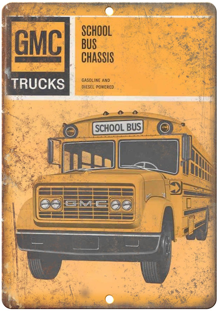 GMC School Bus Chassis Vintage Ad Metal Sign