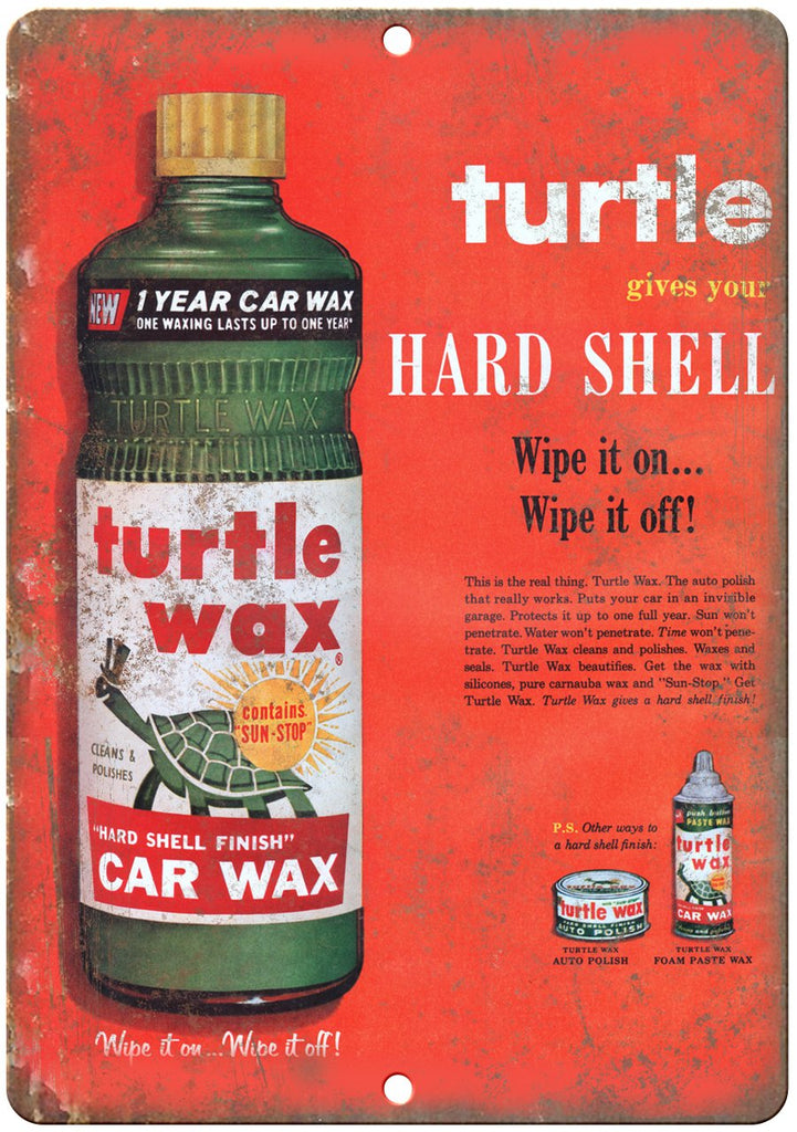 Turtle Wax Hard Shell Liquid Car Wax Ad Metal Sign