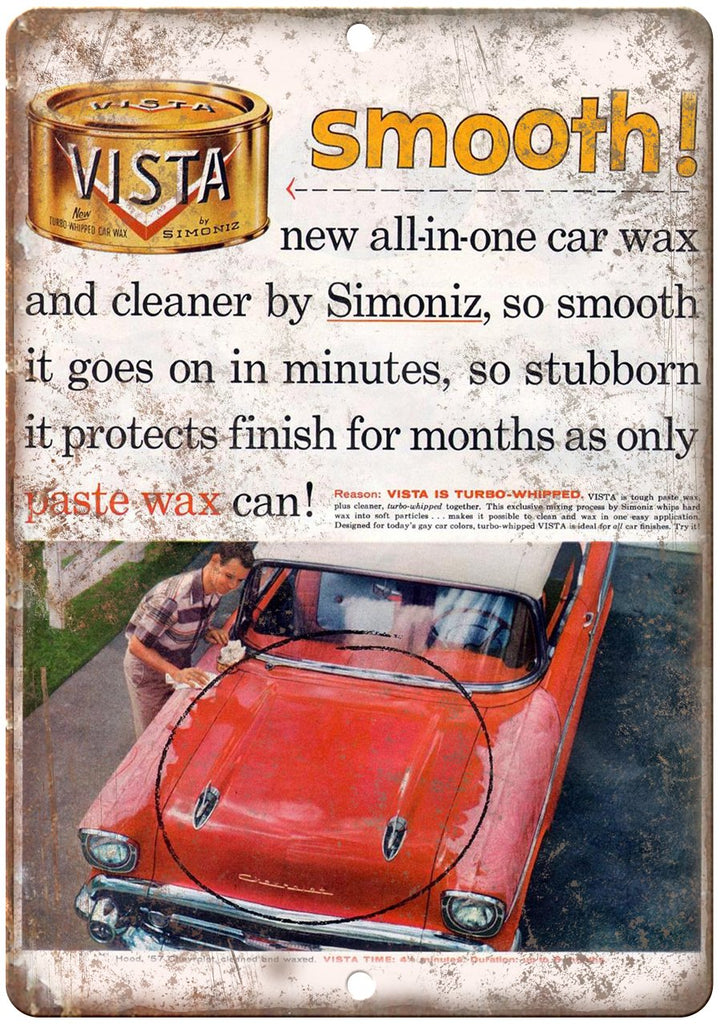 Simoniz Vista Auto Paste Car Wax Metal Sign