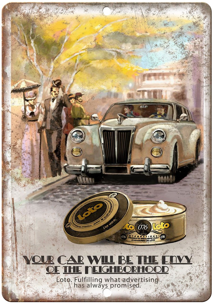 Loto Auto Car Wax Vintage Ad Metal Sign