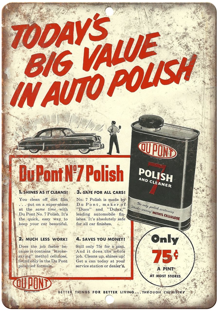 DuPont No. 7 Auto Polish Vintage Ad Metal Sign | Rusty Walls – Rusty ...
