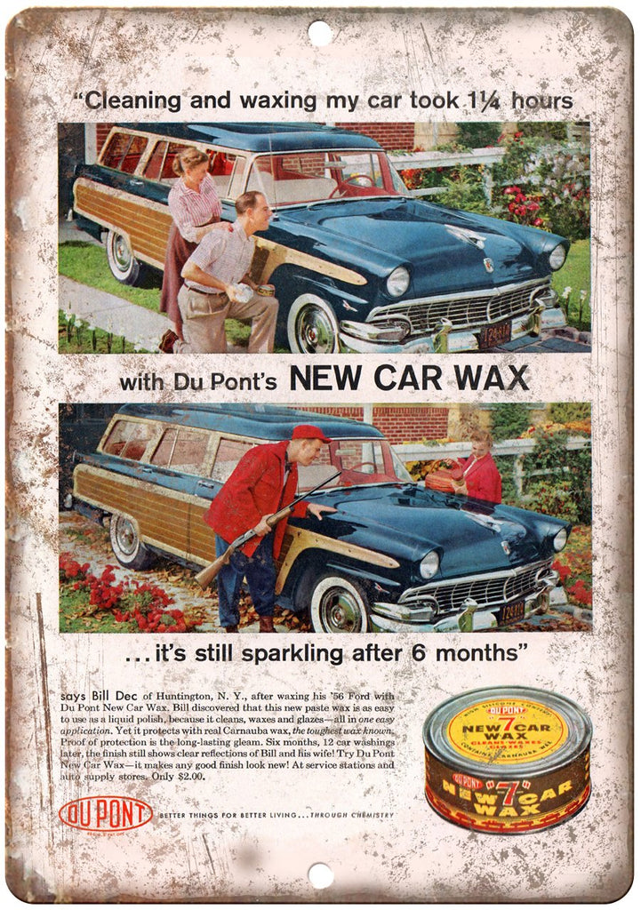 DuPont Car Wax Vintage Auto Ad Metal Sign