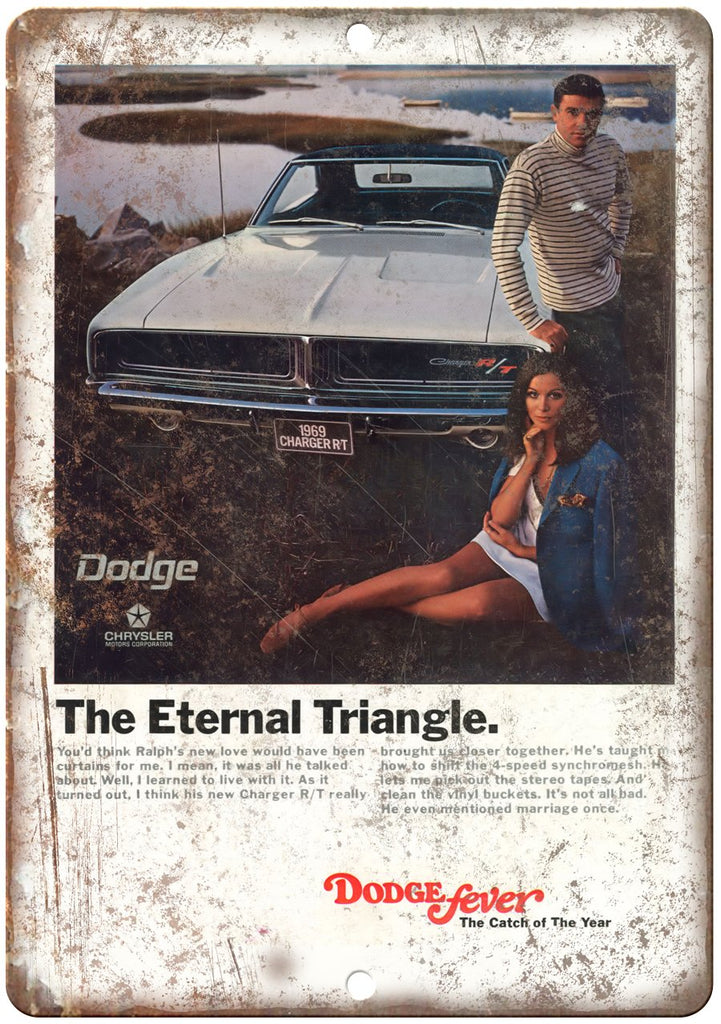 Dodge Fever 1969 Charger Car Ad Metal Sign