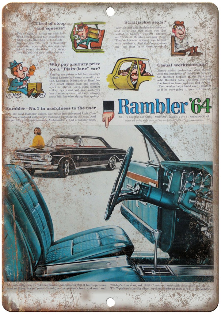 1964 Dodge Rambler Vintage Car Ad Metal Sign