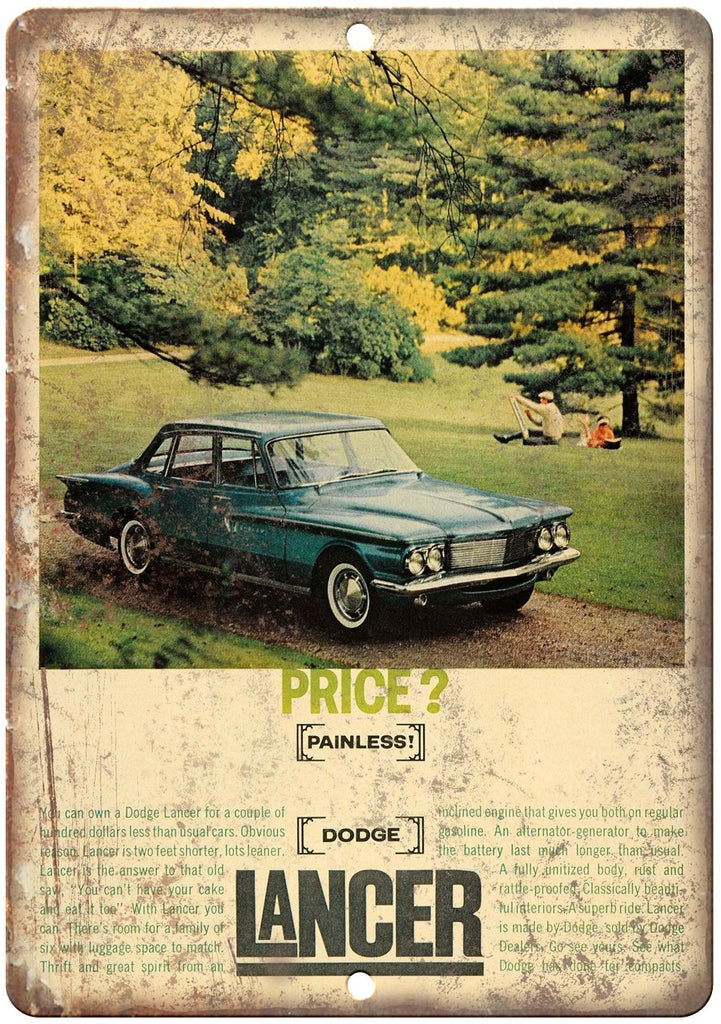 Dodge Lancer Vintage Car Ad Metal Sign