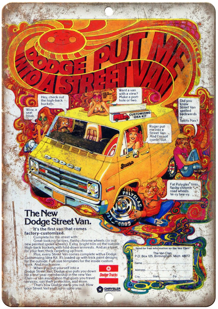 Dodge Street Van Vintage Ad Metal Sign