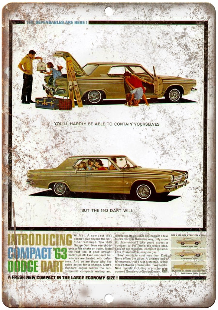 1963 Dodge Dart Vintage Auto Ad Metal Sign