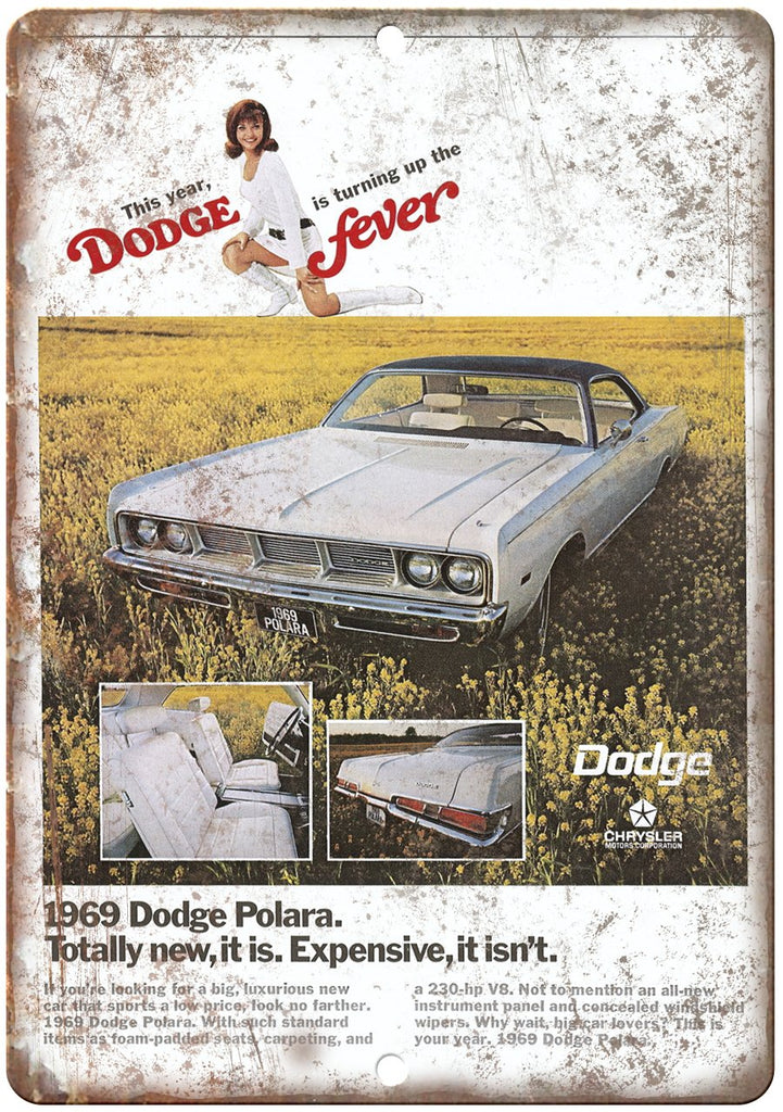 1969 Dodge Fever Polara Vintage Ad Metal Sign
