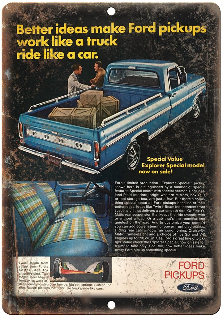 Ford Pickup Explorer Special Vintage Ad Metal Sign