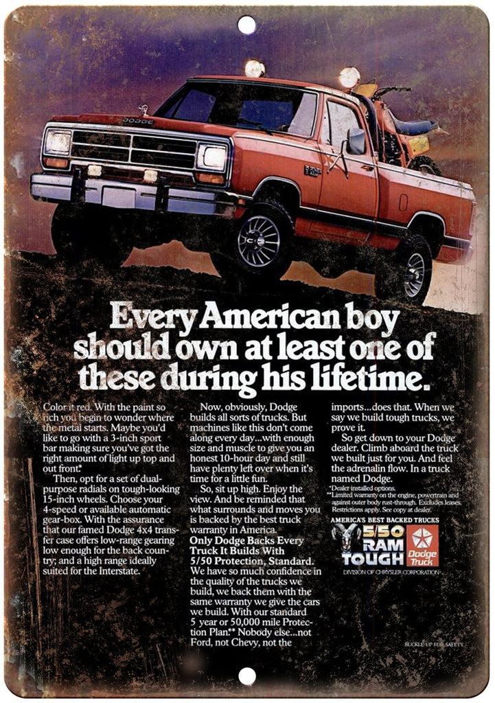 Dodge Ram Vintage Truck Ad Metal Sign